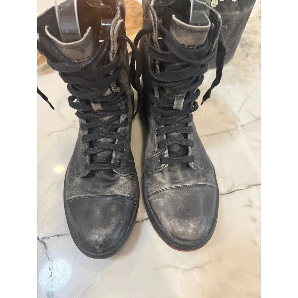 Diesel Tatradium Basket Butch Distressed Leather High Top Black Grey Men's 9.5